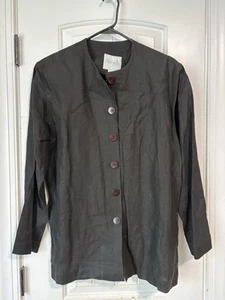 VTG. Doncaster Black 100% Linen Button Down Shirt Shacket Women's 8 - Picture 1 of 4