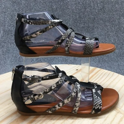 Sandalias planas Nine West para mujer 9M Caila 3 Gladiador negras piel de serpiente imitación cuero Foto 1 de 4