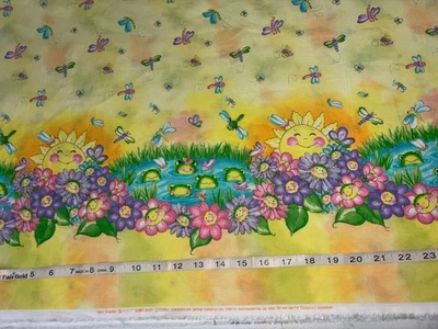 NEW Vintage Daisy Kingdom Sunny Bugs 100% Cotton Border Fabric 1 Yardx44"W Last  - Image 1 of 4