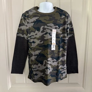 Jumping Beans Long Sleeve Skater Graphic Tee - Boys Size 6 Green Camo - Picture 1 of 12