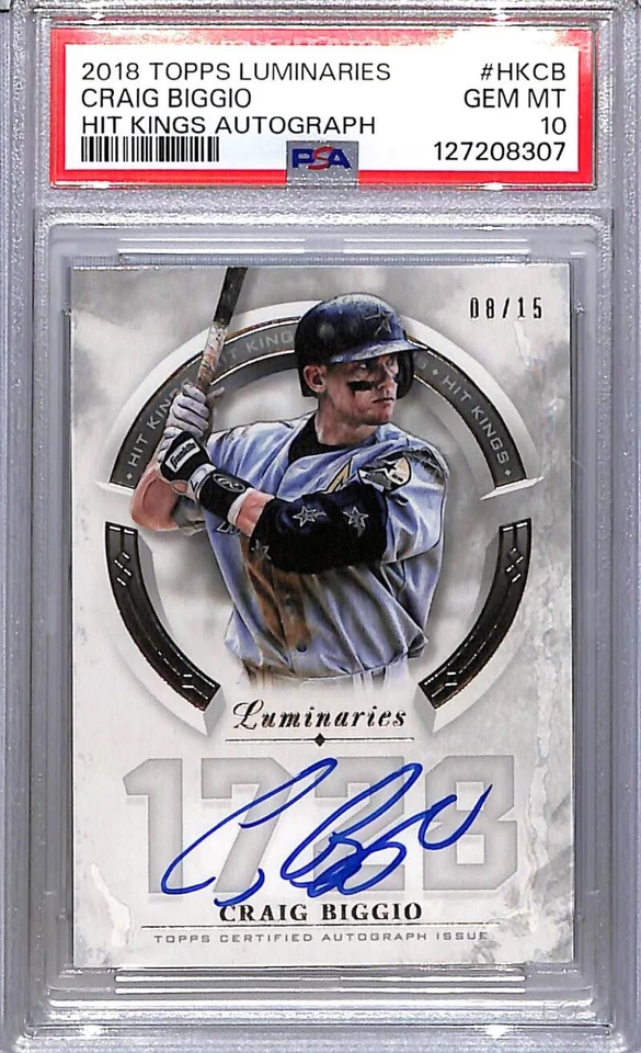 2018 Topps Luminaries Hit Kings #HK-CB Craig Biggio PSA 10 GEM MINT Auto 8/15 As - Image 1 of 2