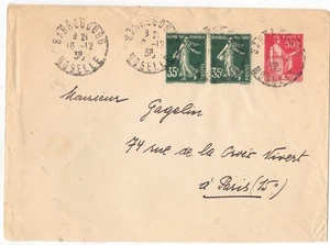 REF A112-26- entier postal- VARIETE TYPE PAIX A LA BARBE- Paris 1938 - Picture 1 of 3