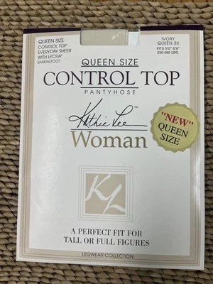 Kathie Lee Women Control Top Queen Size 3X Daysheer Pantyhose Ivory Hosiery New - Image 1 of 4