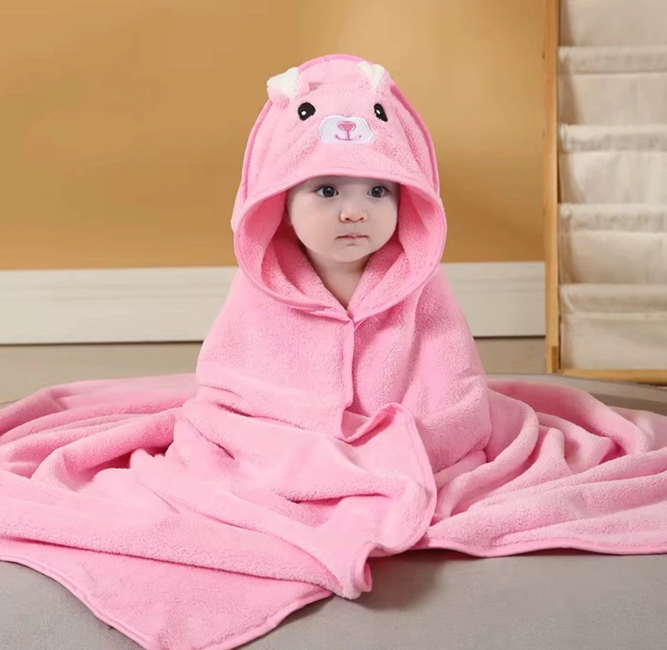 Pink Cat Baby Hooded  Cotton Towel Newborn To 12months. Brand New In Wrapping - image 1 of 1