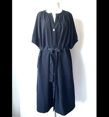 Vestido negro Prologue Plus talla XXL manga 3/4 cuello en V cinturón botón NUEVO CON ETIQUETA Foto 1 de 4