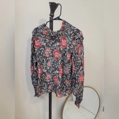Blusa Isabel Marant Etoile Mujer Mediana Floral Volantes Transparente Manga Larga Top 40 Foto 1 de 4