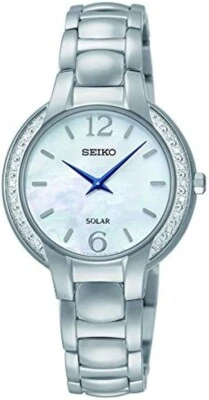 Seiko Women's Solar Diamonds MOP Stainless Steel Watch SUP253 - Image 1 of 2