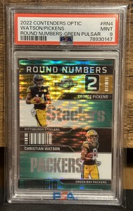 2022 Panini Contenders George Pickens/Christian Watson Green Pulsar /30 PSA 9