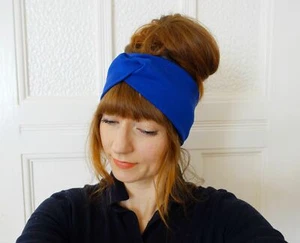 Stirnband Kobaltblau Strickjersey Blau Turban   handgefertigt - Bild 1 von 2