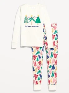 Old Navy Kid Gender-Neutral Graphic Snug-Fit Pajamas Merry Bright XS (5) XL (12) - Picture 1 of 3
