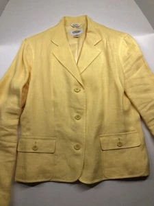 Irish Linen Jacket Talbot's Lined Yellow Size 4 Four Buttons, Two Pockets - Picture 1 of 2