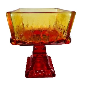 Vintage Jeannette Glass Amberina Red Wedding Bowl Compote Candy Bowl 6 1/2" - Picture 1 of 6