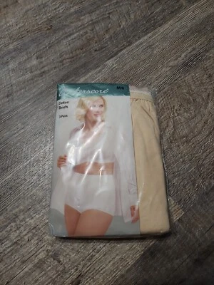 JC Penny Subrayado 3 Pares Calzoncillos Bragas Algodón Natural Nuevo de Lote Antiguo Talla 6/M Foto 1 de 4