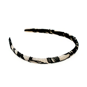 Mia Fashion Headband, Silk Hair Accessory w/ Pretty Lace Overlay, Black - Picture 1 of 1