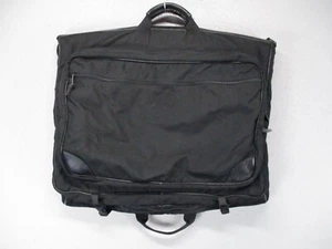 Vintage LL Bean Luggage Black Canvas Suitcase Freeport Main Garment Leather Hang - Picture 1 of 22