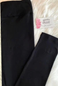Solid Black Double Brushed Super SOFT Yoga Band Leggings Full & Capri Capris OS - Picture 1 of 2