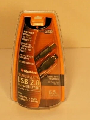 Stratitec Premium Series 6.5 Feet USB 2.0 24K Gold Connectors - High Speed Cable - Image 1 of 2