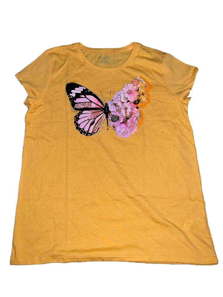 The Children's Place Girls Tee T Shirt Size 16 XXL Orange Butterfly - Image 1 of 1
