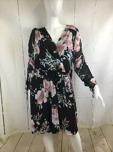 Luxology Women’s Floral V-Neck 3/4 Sleeve Faux Wrap Tie Waist Dress Sz.16 NWT - Picture 1 of 20