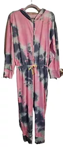 Justice Girls Size 16/18 Tie Dye Jumpsuit Pajama Sleepover Sleepwear Hooded - Picture 1 of 7