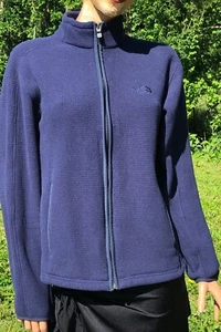 NORTH FACE Men's Navy Blue Knit Winter Polar Fleece Lined Zip Front Jacket~S/P - Picture 1 of 10