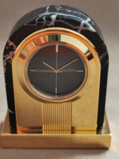 bulova desk watch ' black marble ' gold plated quartz movement newoldstock