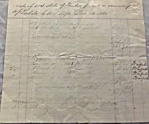 Georgetown, S.C. 1865 Timber Lumber Sale Document original Itemized account - Picture 1 of 6