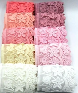 3 D 1 Yard Two Layers Chiffon and Cotton Lace Trim For Wedding And Embellishment - Picture 1 of 51