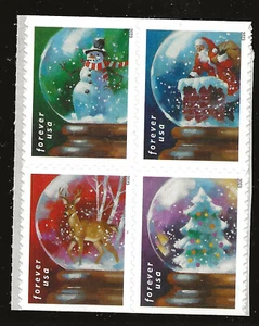 US Scott #5816-19, DOUBLE SIDED Block of 4 2023 Snow Globes VF MNH - Picture 1 of 1
