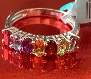 NEW! EFFY MULTI-GEMSTONE AND STERLING SILVER RING/ SIZE 7/ MSRP $275 - Picture 1 of 9