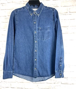 Top camicia donna Peau De Loup taglia 4 manica lunga bottoni davanti cotone blu - Foto 1 di 11