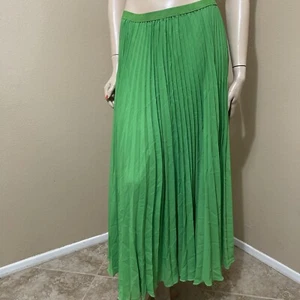 Women’s Green Polyester Casual Summer Elastic Waist Pleated Lined Size M Skirt - Picture 1 of 18