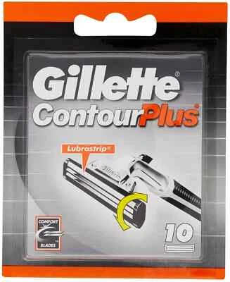 Gillette Contour Plus Men’s Razor Blades with lubrastrip fast shave 10 Refills