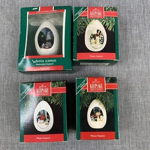 Vintage Hallmark Winter Surprise Ornament Komplettsatz 4 Pinguine Eier 1989-1992 - Bild 1 von 10