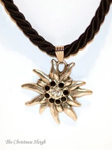 Collar alemán bávaro para mujer Oktoberfest hecho con negro Swarovski Edelweiss - Imagen 1 de 1