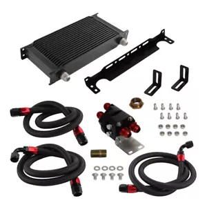 Universal 19 Row AN10 Oil Cooler Kit Relocation Adapter Bracket Kit Black - Picture 1 of 10