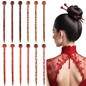 12Pcs Vintage Wood Hair Sticks Japanese Chinese Hair Chopsticks Long Hair Pins - Picture 1 of 7