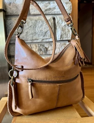 LUCKY Fold-Over Tote Cowhide Leather Hobo Crossbody Bag Convertible 3-in-1 Purse - Image 1 of 4