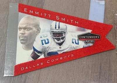 Emmitt Smith Playoff Contenders 1998 banderines #23 fieltro rojo troquelado vaqueros patio Foto 1 de 2