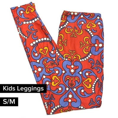 Leggings LuLaRoe SM Pequeños Medianos Niños Nuevos con Etiquetas Fondo Coral Abstracto NUEVO Foto 1 de 2
