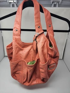 Bolso de Hombro Hobo de Cuero B. Makowsky para Mujer Coral Rosa Verde Forro Bolsillos - Imagen 1 de 12