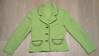 复古 60 年代 莱姆绿 MOD 斜纹粗花呢西装外套 夹克 职业业务 M — 第 1/4 张图片