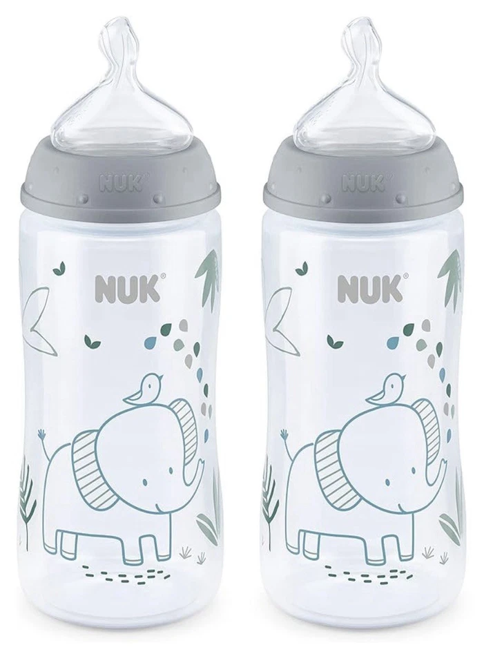 Biberón anticólicos de flujo suave NUK, 10 OZ, paquete de 4, elefante, 4 unidades  Foto 1 de 4