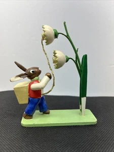 Steinbach Wooden Figurine wood figure Rabbit Boy Flower German - Picture 1 of 7