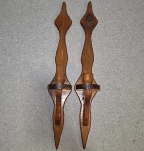 Coppia applique candela da parete in legno 25" vintage MCM metà secolo moderne - Foto 1 di 10