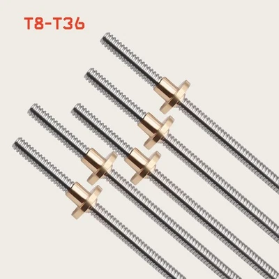 T8-T36 left-hand threaded rod Trapezoidal lead screw, brass nut stainless steel - Image 1 of 4