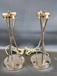 Chrome Modern Table Lamp w/outlet and switch GU24 socket - Picture 1 of 9