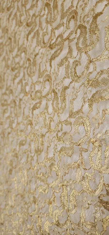 Couture Metallic Gold Lace Fabric – 33” x 40” – Luxury Bridal, Evening Wear - Image 1 of 4
