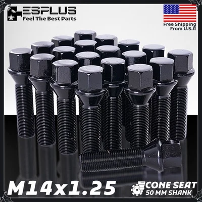 [20] Perno de tuerca BMW y Mini 14x1,25 negro 50 mm apto para espaciadores serie 1-7/M3-M5 W 20-24 Foto 1 de 4