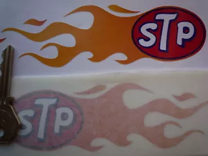 STP FLAMES Par de pegatinas clásicas para autos Hot Rod - Imagen 1 de 1